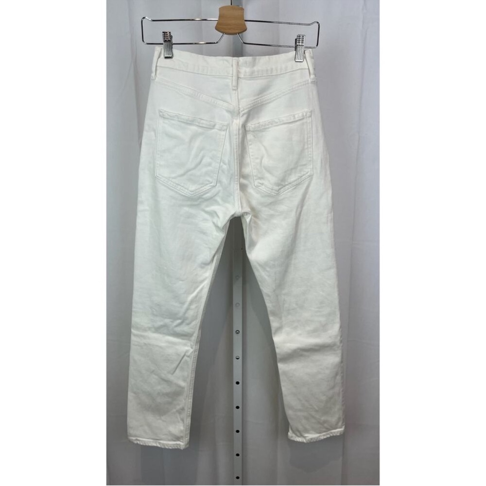 AGOLDE Riley Crop High Rise Straight Jeans Button Fly White - Picture 2 of 4